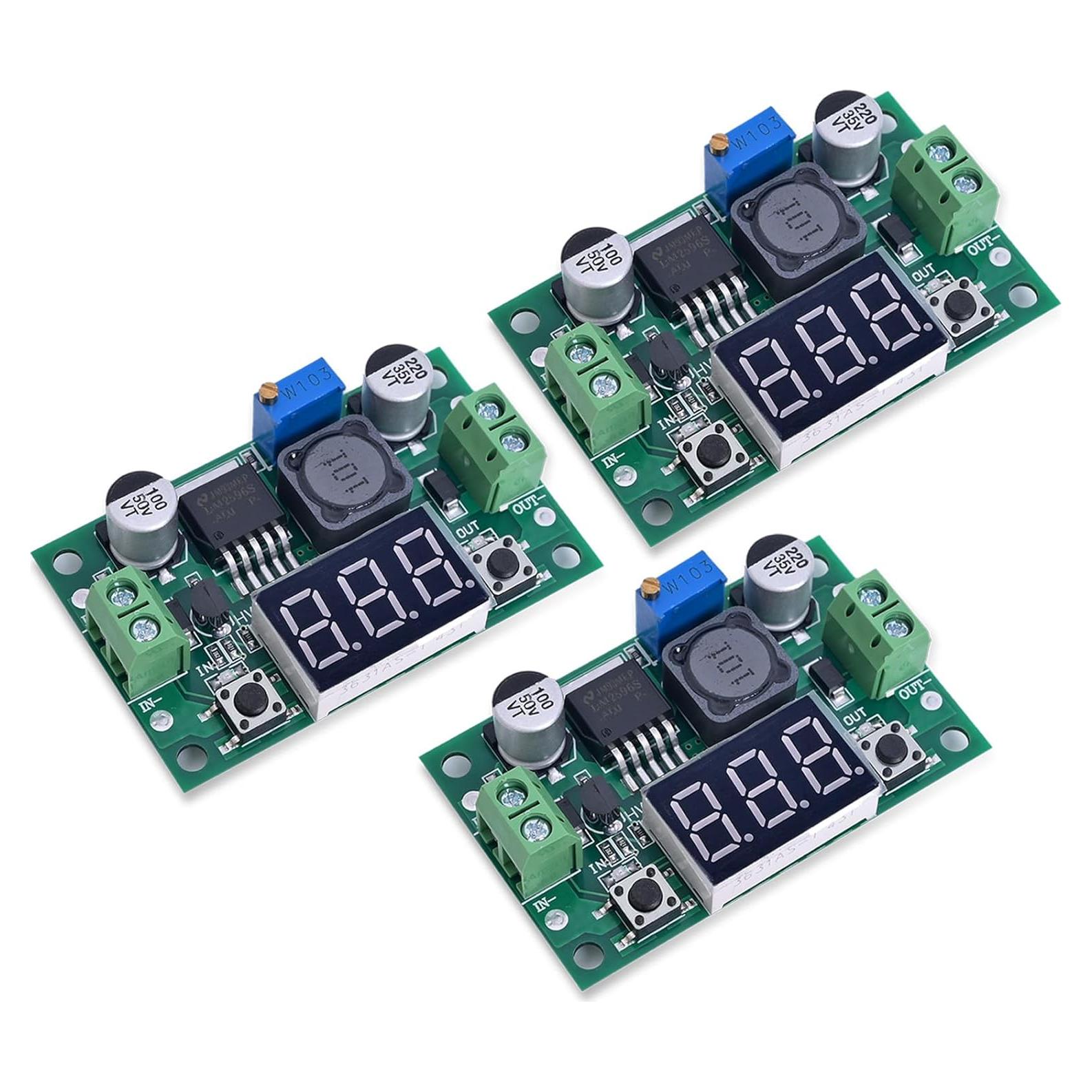 3PCS Convertidor Buck LM2596 Ajustable 4-40V a 1.25-37V