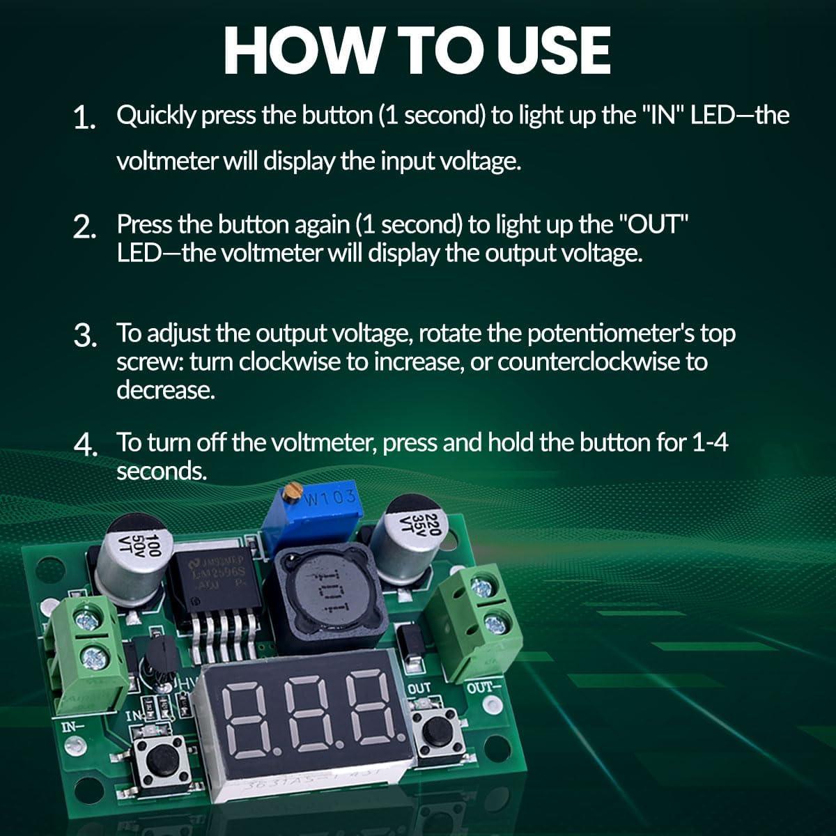 3PCS Convertidor Buck LM2596 Ajustable 4-40V a 1.25-37V