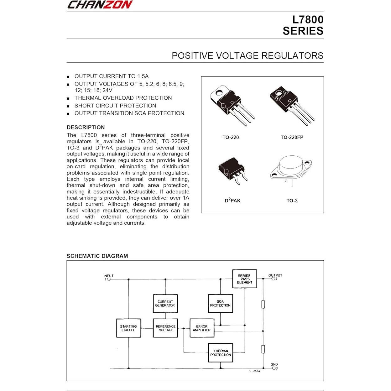 Regulador de Voltaje Positivo 12V Chanzon L7812CV Paquete de 10