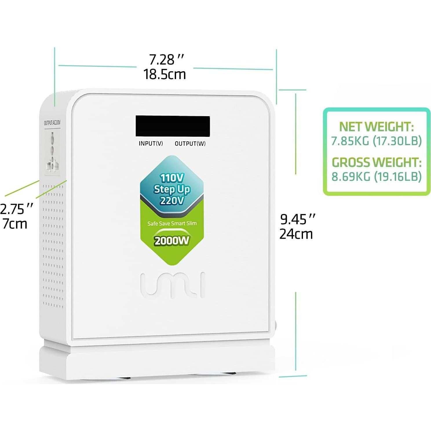 Convertidor de Voltaje UMI 2000W 110V a 220V - Transformador