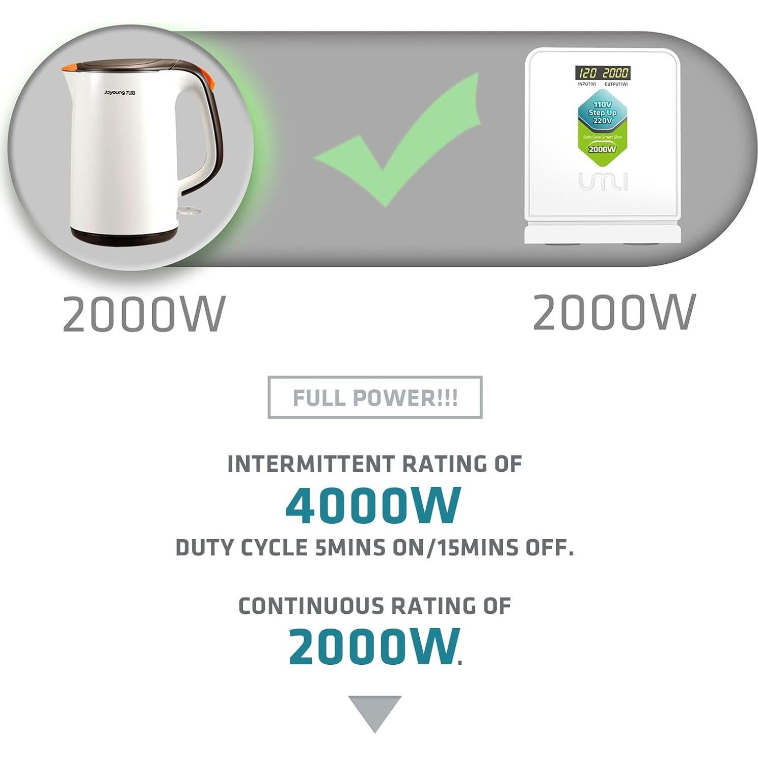 Convertidor de Voltaje UMI 2000W 110V a 220V - Transformador