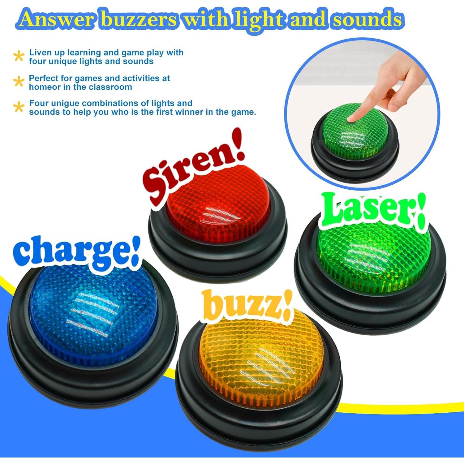 Juego de 4 Zumbadores de Respuesta Gelabur con Sonido y Luz