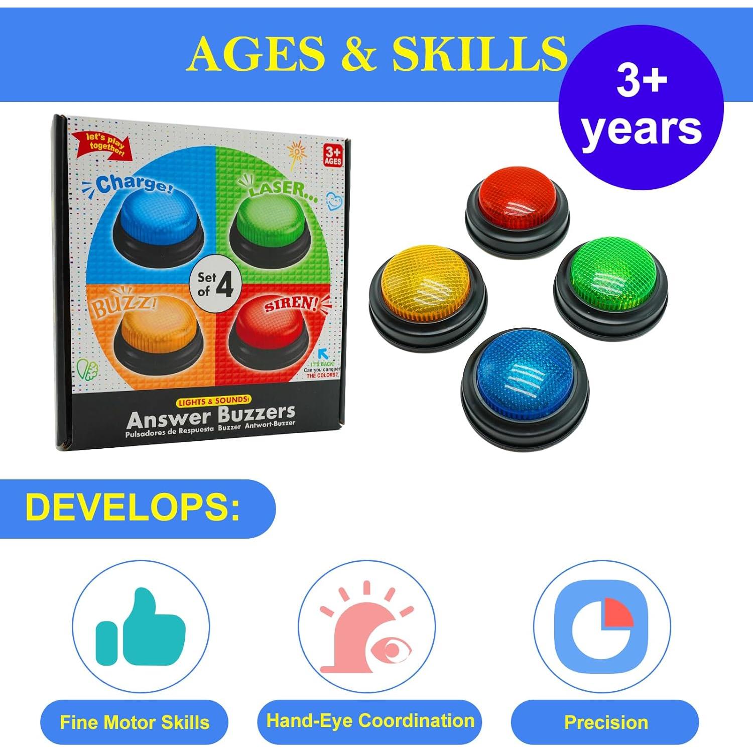 Juego de 4 Zumbadores de Respuesta Gelabur con Sonido y Luz