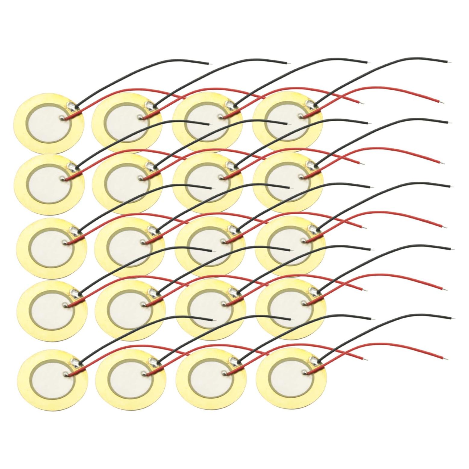 20 Piezas Sensor Piezoeléctrico 27mm GODIYMODULES con Cable