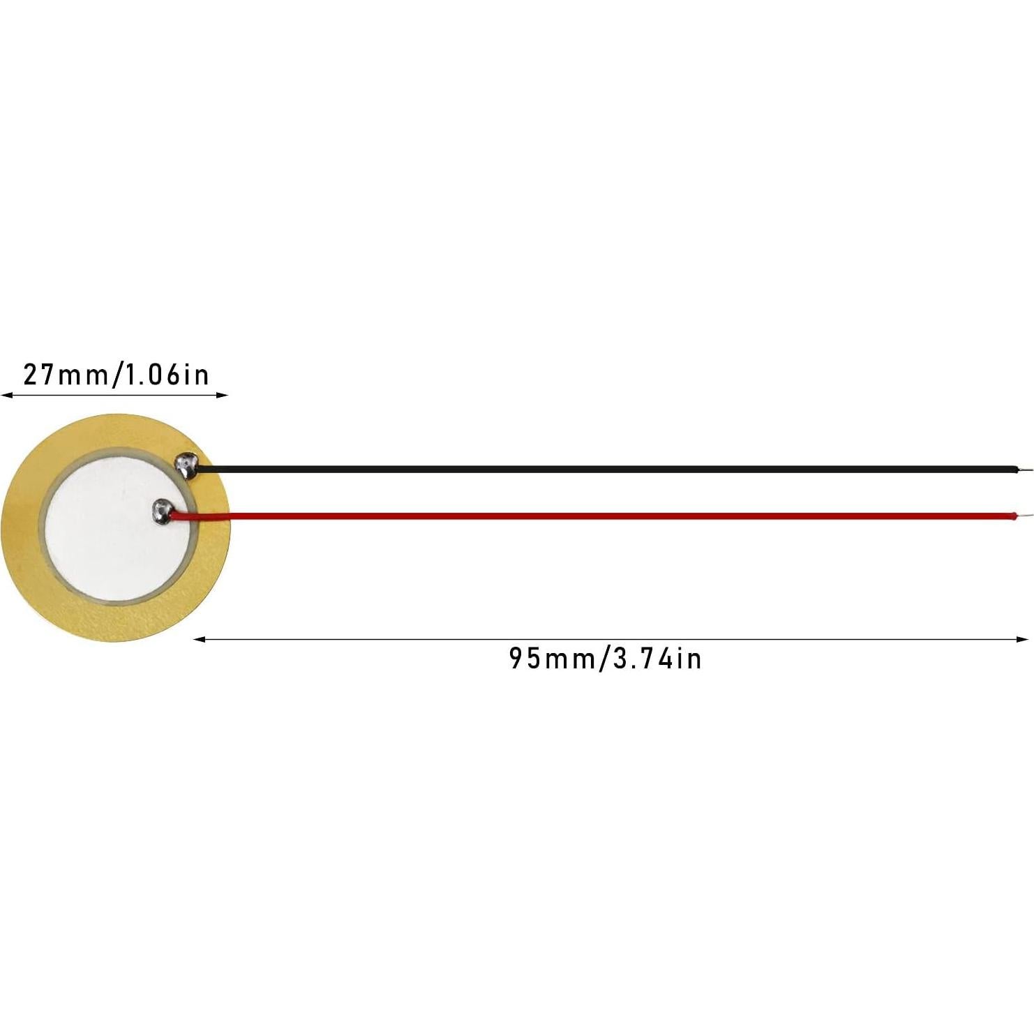 16 Discos Piezo 27mm con Cables para Guitarra y Batería