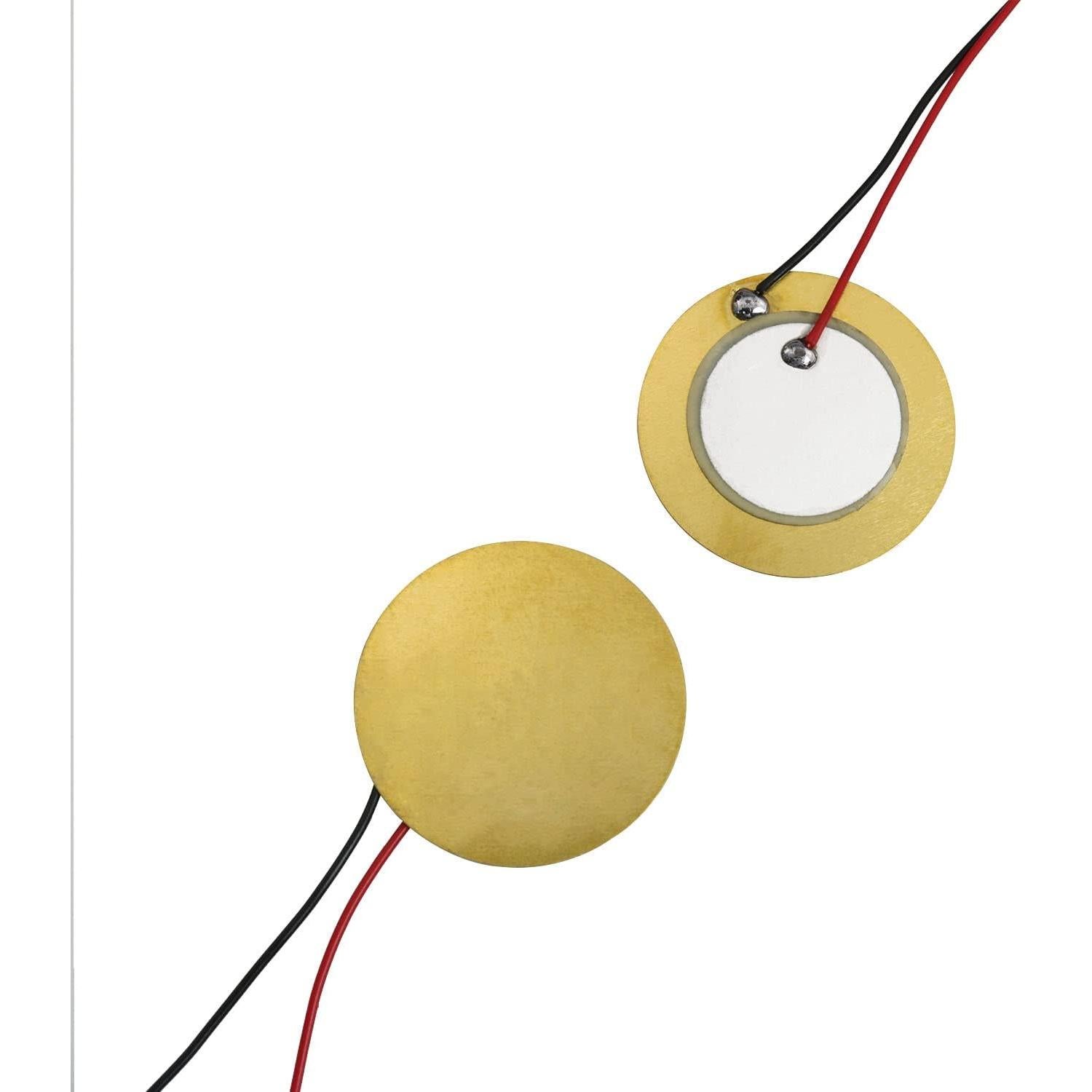 16 Discos Piezo 27mm con Cables para Guitarra y Batería