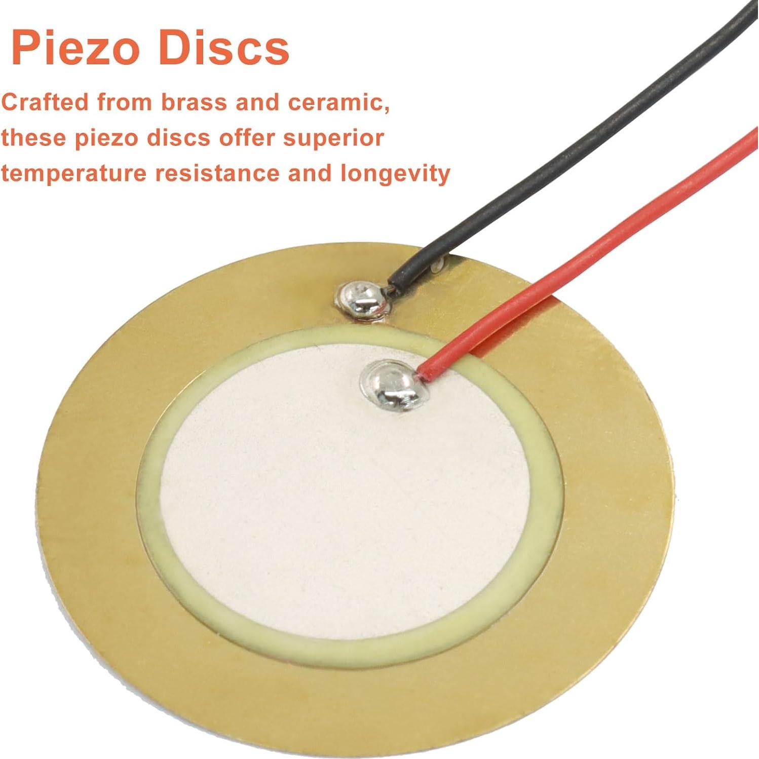 20 Discos Piezoeléctricos 27mm con Cables Piutouyar