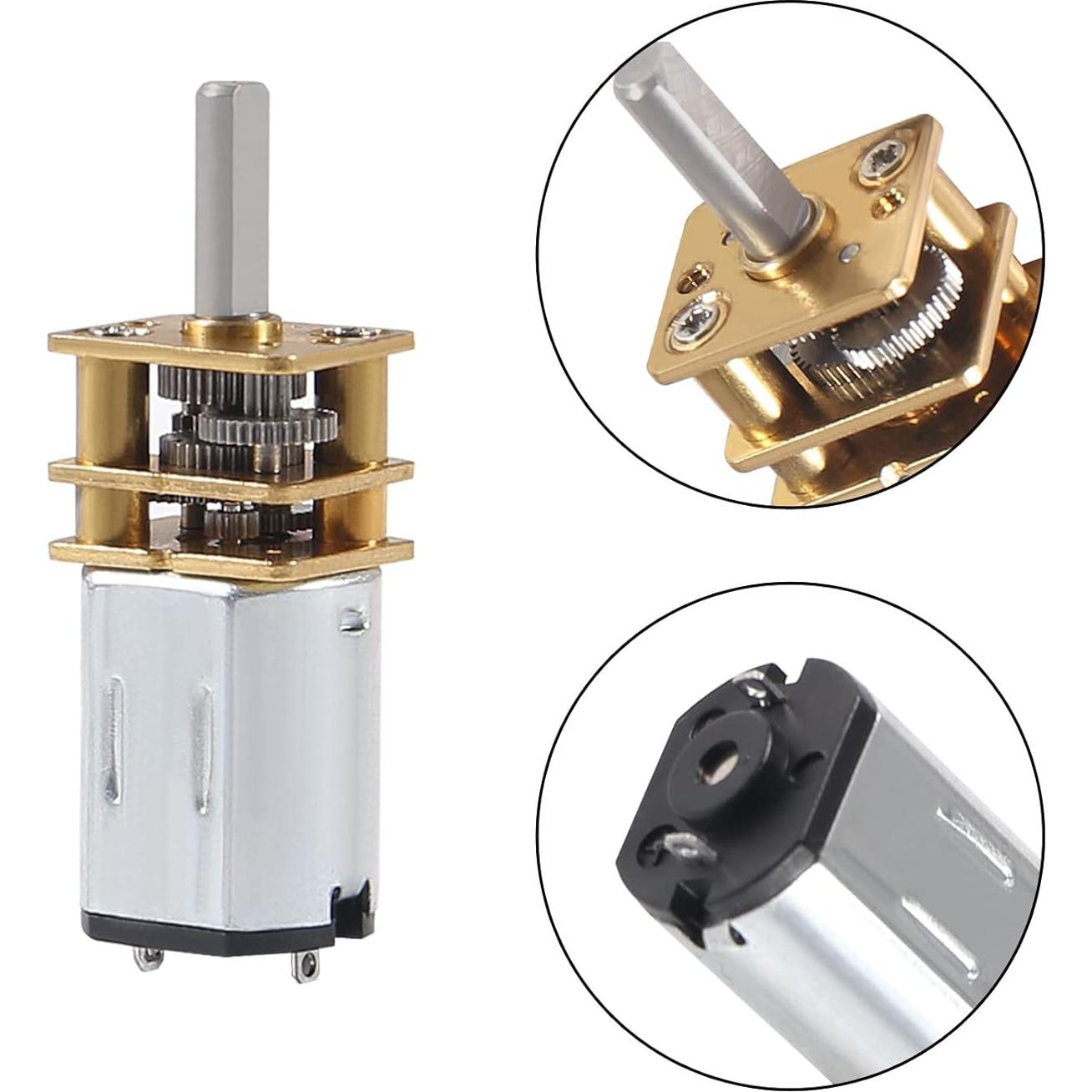 3 Motores de Reducción DC 6V 500RPM N20 Mini Engranaje Metal