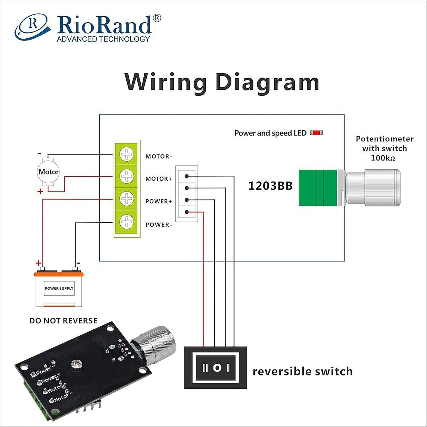 Controlador de Velocidad Motor DC PWM RioRand 6-28V 3A 80W