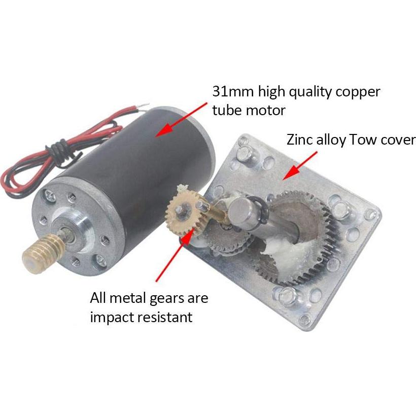 Motor de Engranaje DC 24V FTVOGUE 100-500RPM Eje 8mm