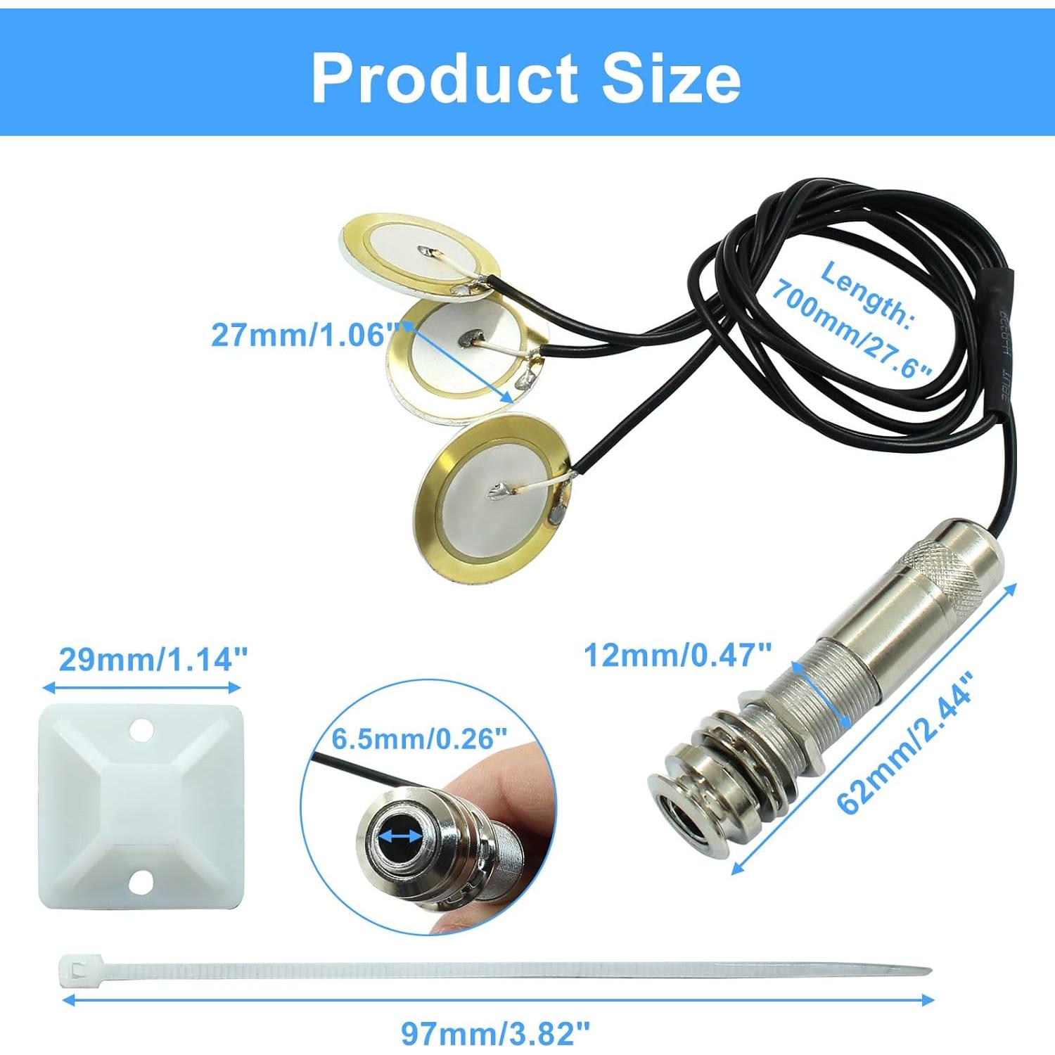 Transductor Piezoeléctrico Piutouyar 3 en 1 para Guitarra y Violín