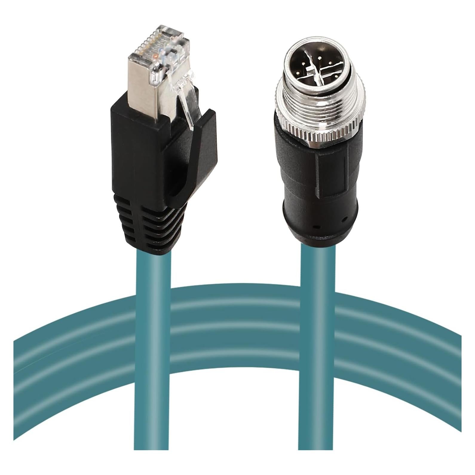 Cable Ethernet M12 X-Codificado 1m a RJ45 CAT6A Blindado