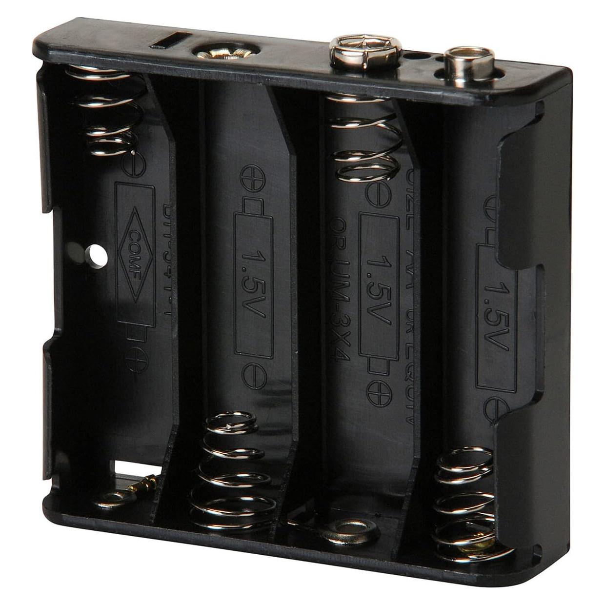 Soporte de Batería Parts Express para 4 AA con Conector Snap