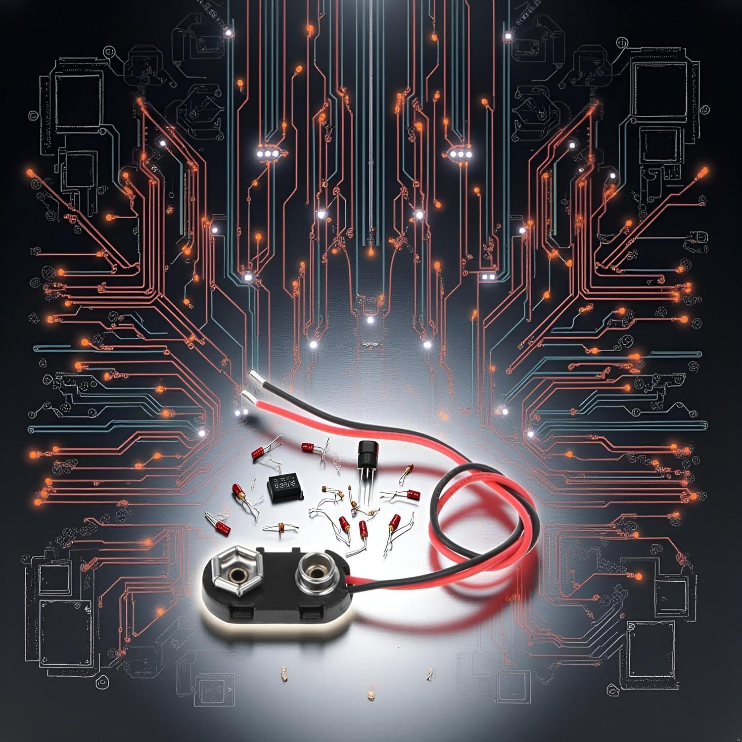 Conector de Clip de Batería 9V Cauaoa con Cables 150mm