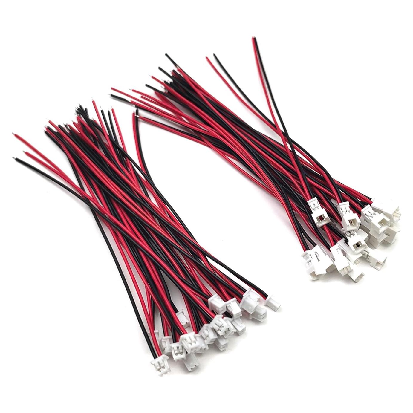 20 Pares Conectores Micro JST 1.25mm Macho y Hembra 10cm