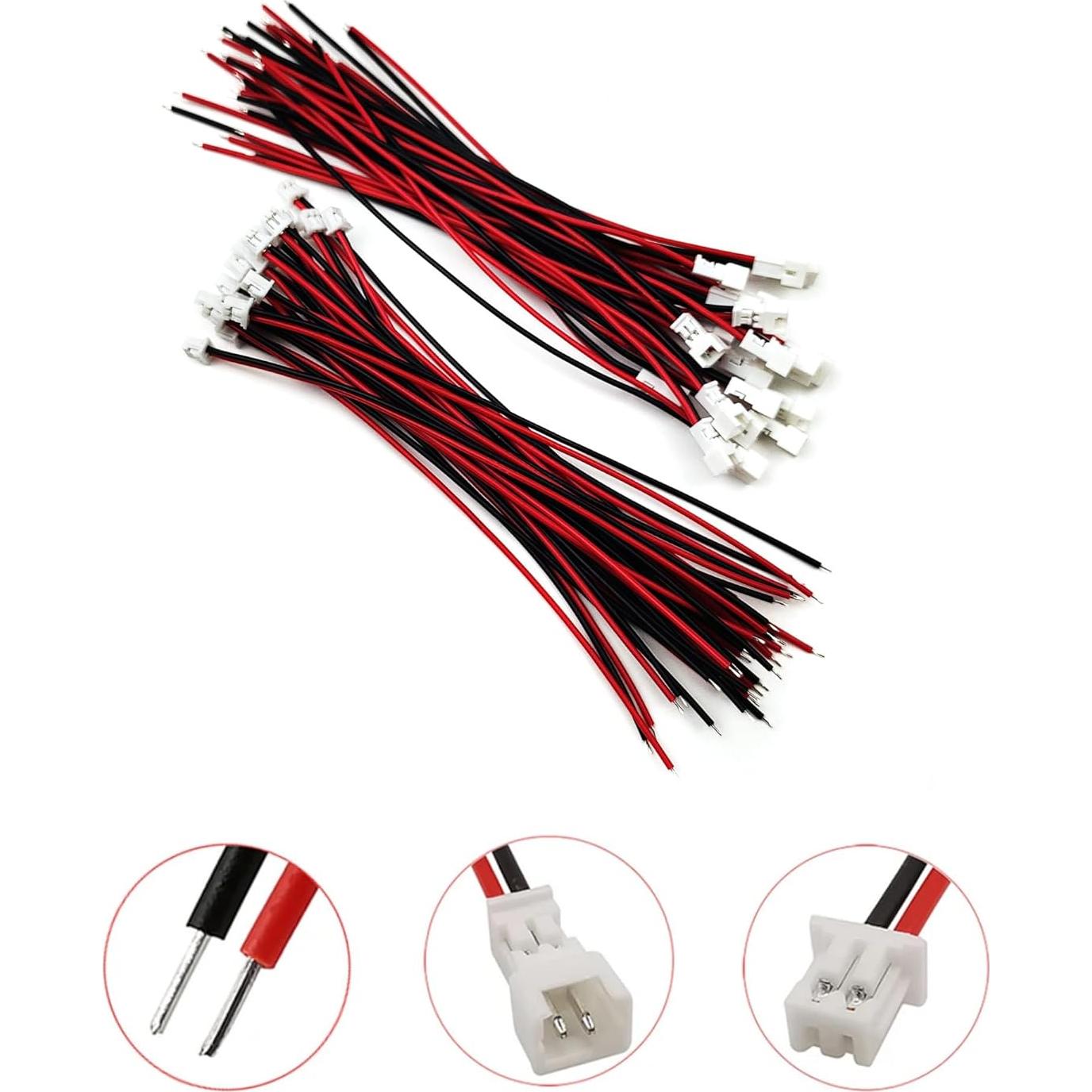 20 Pares Conectores Micro JST 1.25mm Macho y Hembra 10cm