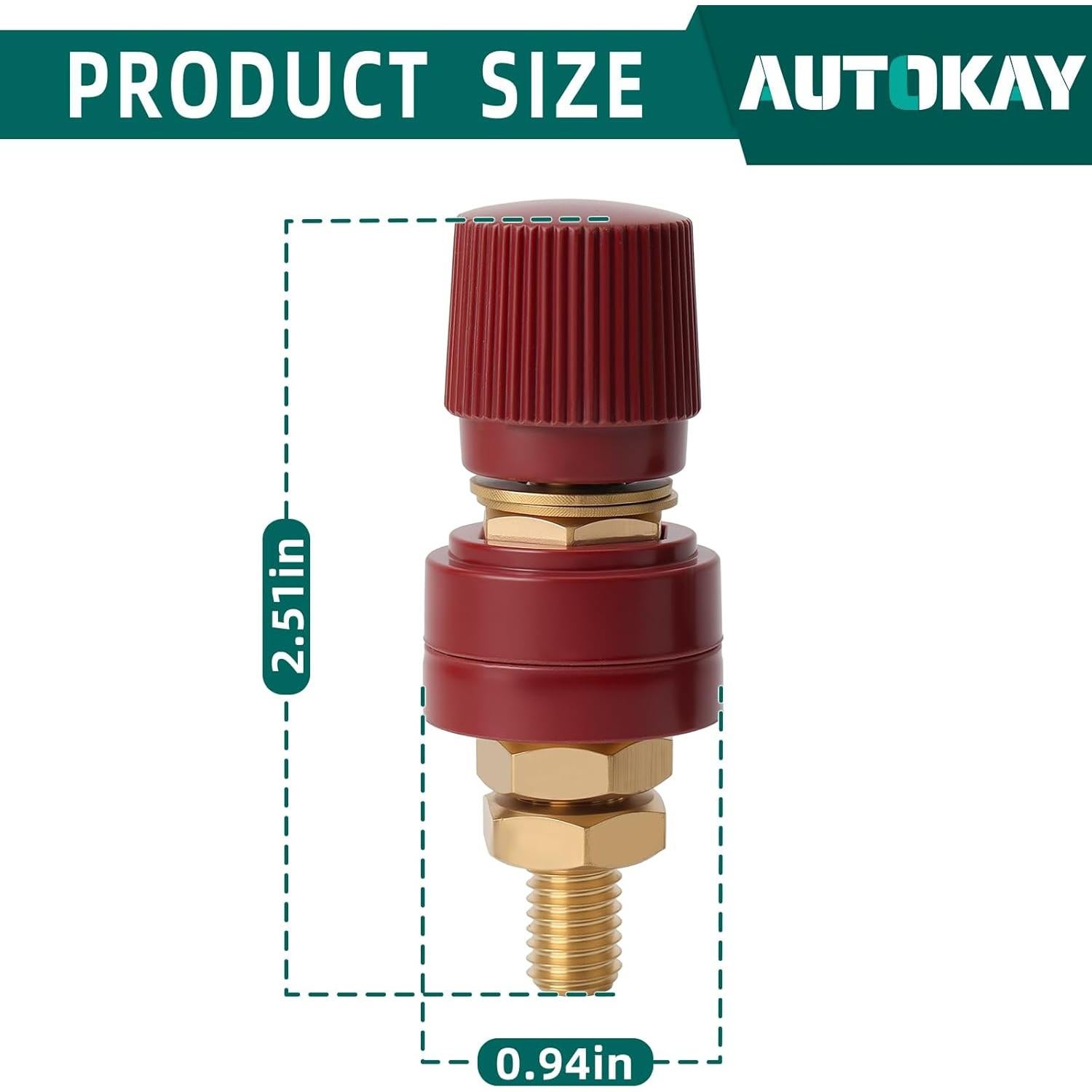 Conectores de Terminal de Batería AUTOKAY 5/16" Latón 2 Piezas