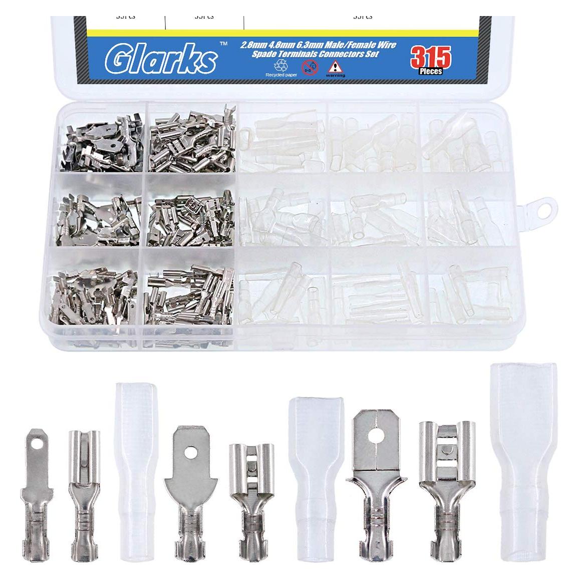Kit 315Pcs Conectores de Espada Crimpados Glarks 2.8/4.8/6.3mm