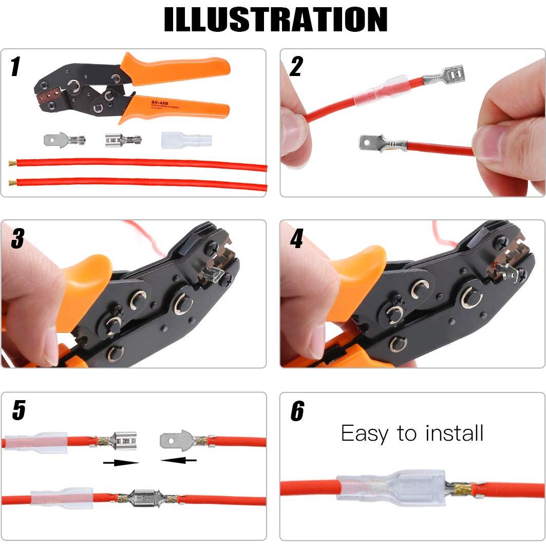 Kit 315Pcs Conectores de Espada Crimpados Glarks 2.8/4.8/6.3mm