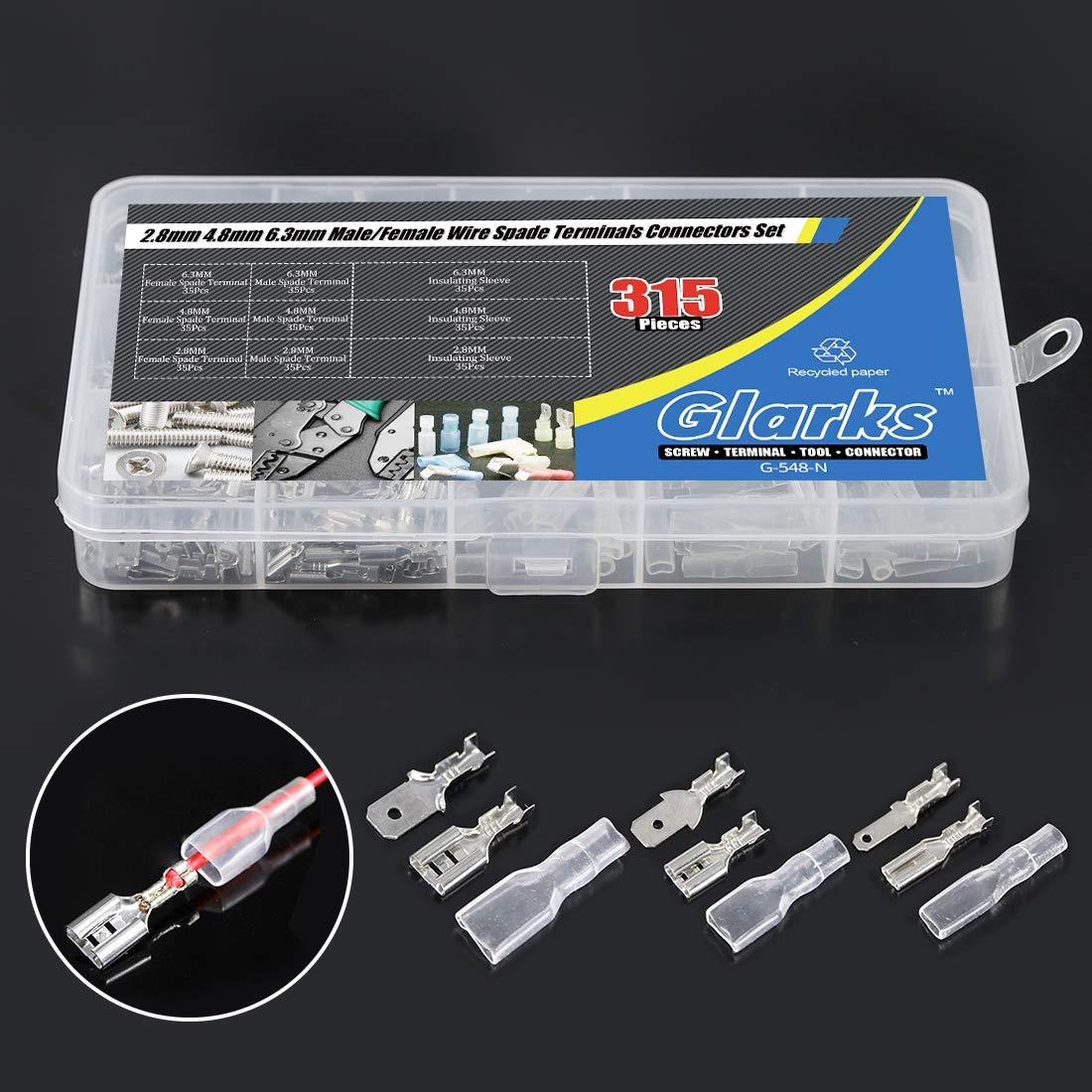 Kit 315Pcs Conectores de Espada Crimpados Glarks 2.8/4.8/6.3mm