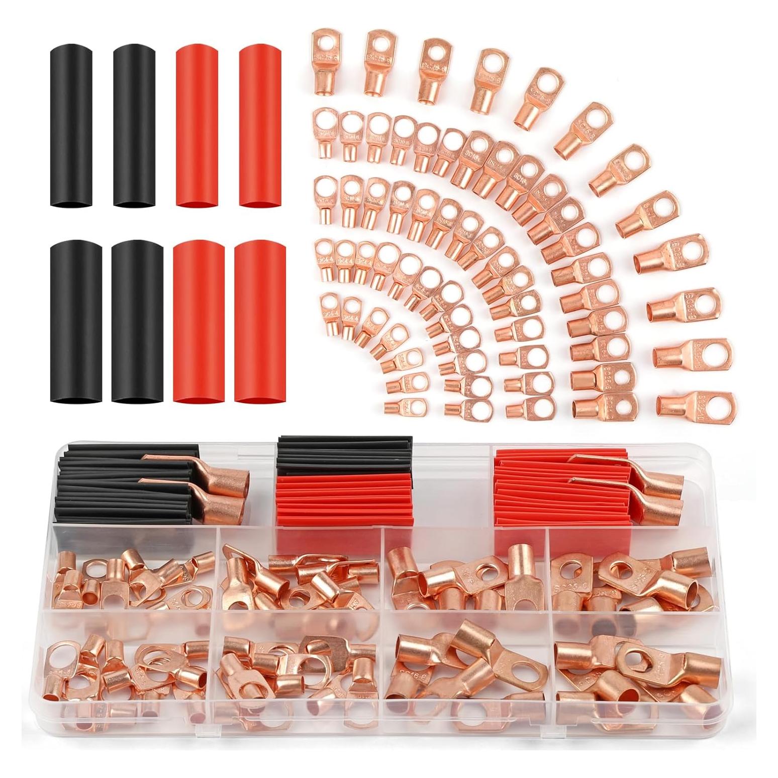 Kit de Conectores de Cable de Cobre PEASUG 130 Pcs con Tubos