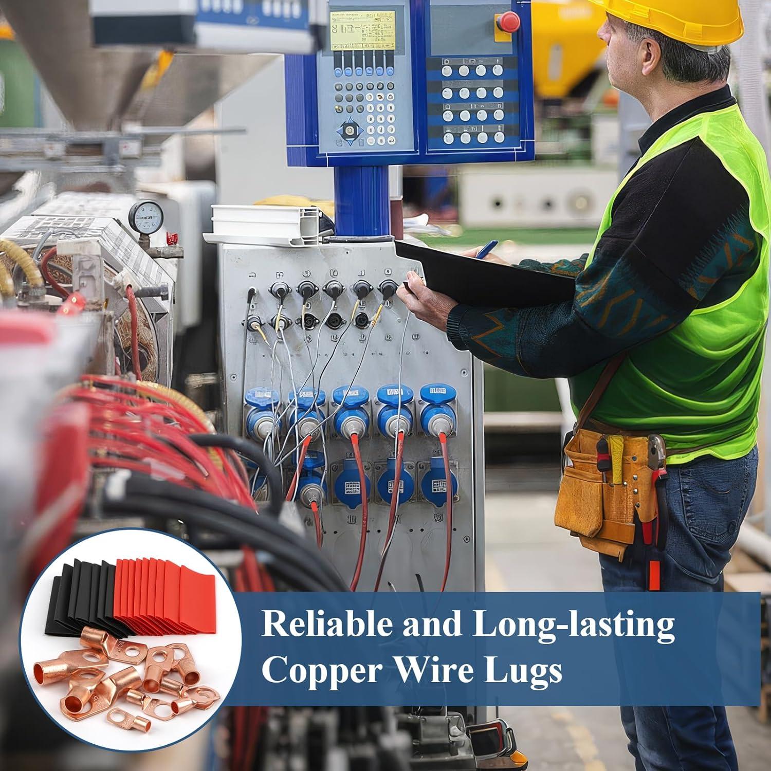 Kit de Conectores de Cable de Cobre PEASUG 130 Pcs con Tubos