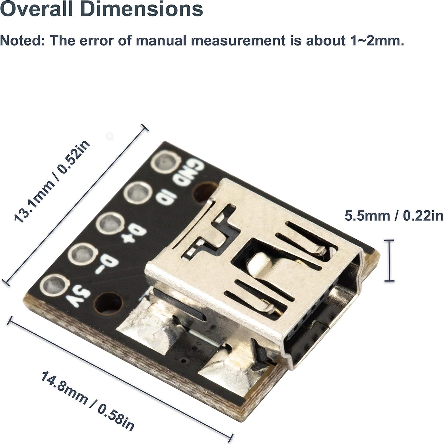 Adaptador Placa DIP a Mini USB Hembra 5 Pines - 10 Piezas