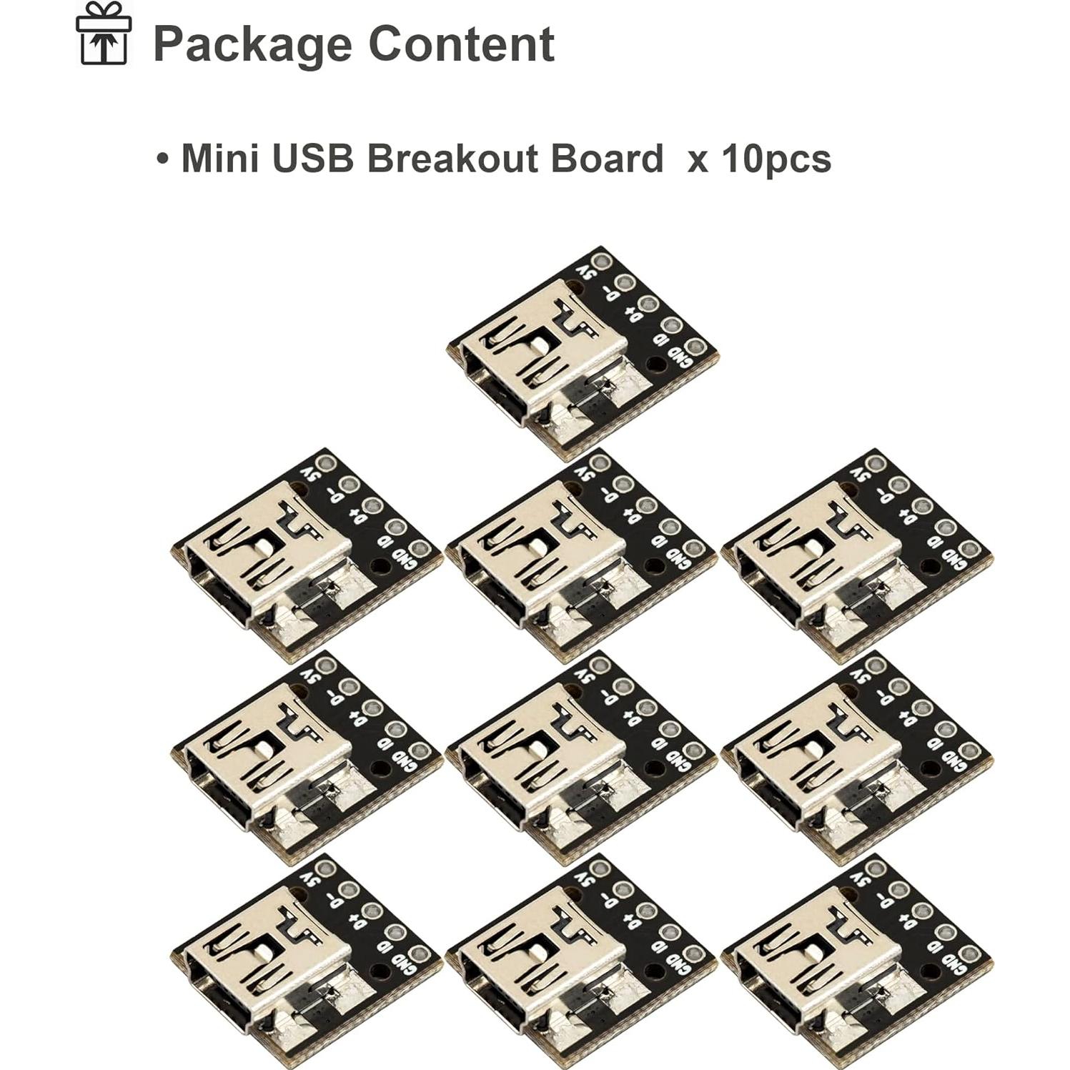 Adaptador Placa DIP a Mini USB Hembra 5 Pines - 10 Piezas