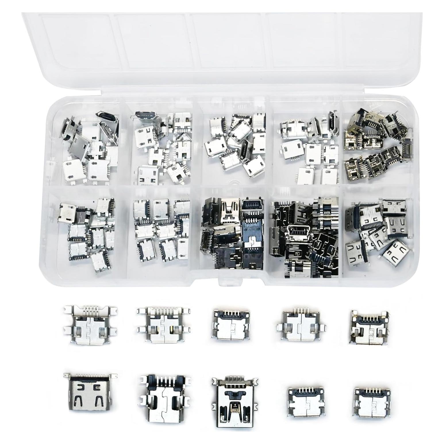 Set de 100 Conectores Femeninos Micro USB XUGERIP 5 Pines