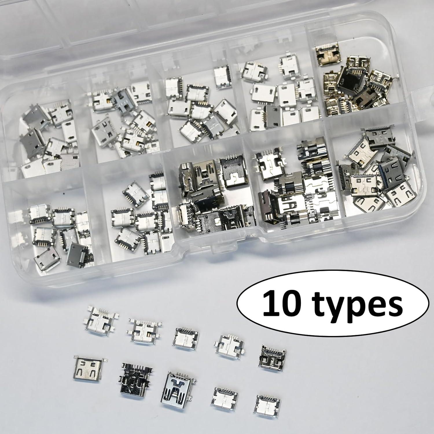 Set de 100 Conectores Femeninos Micro USB XUGERIP 5 Pines