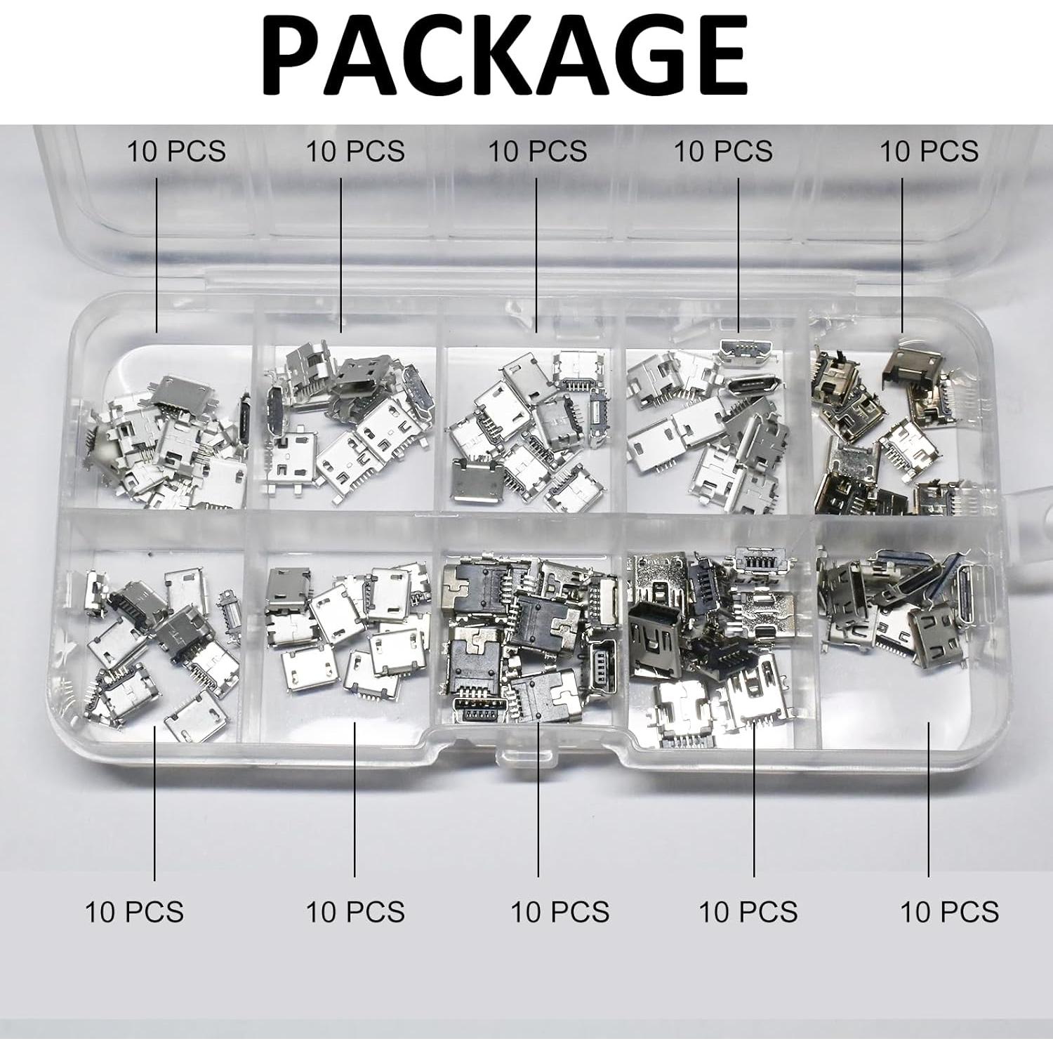 Set de 100 Conectores Femeninos Micro USB XUGERIP 5 Pines