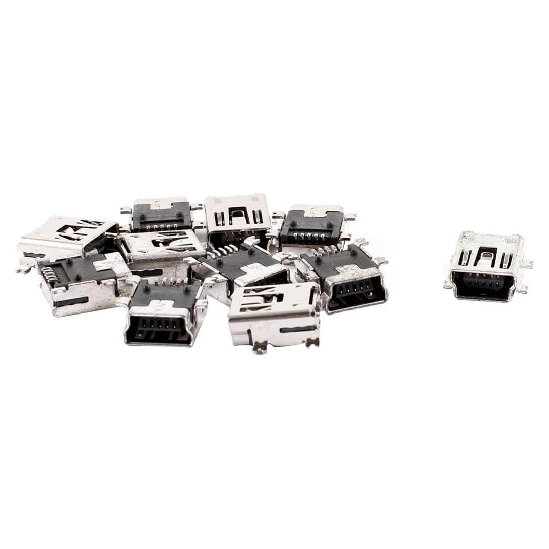 Conector Mini USB Tipo B Hembra 5 Pines uxcell - 10 Pcs