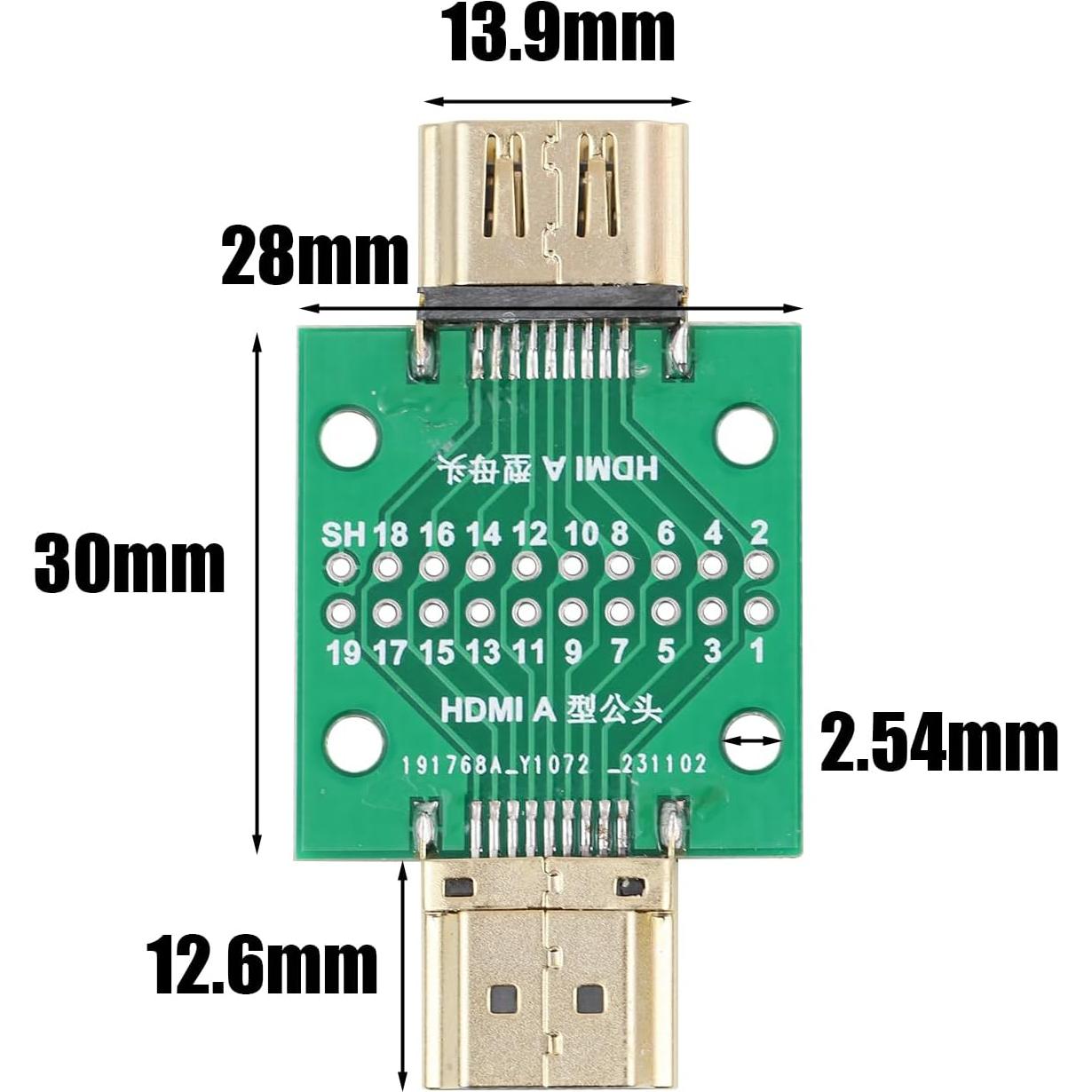 Conector HDMI Macho a Hembra 2 Pcs Cermant 19 Pines