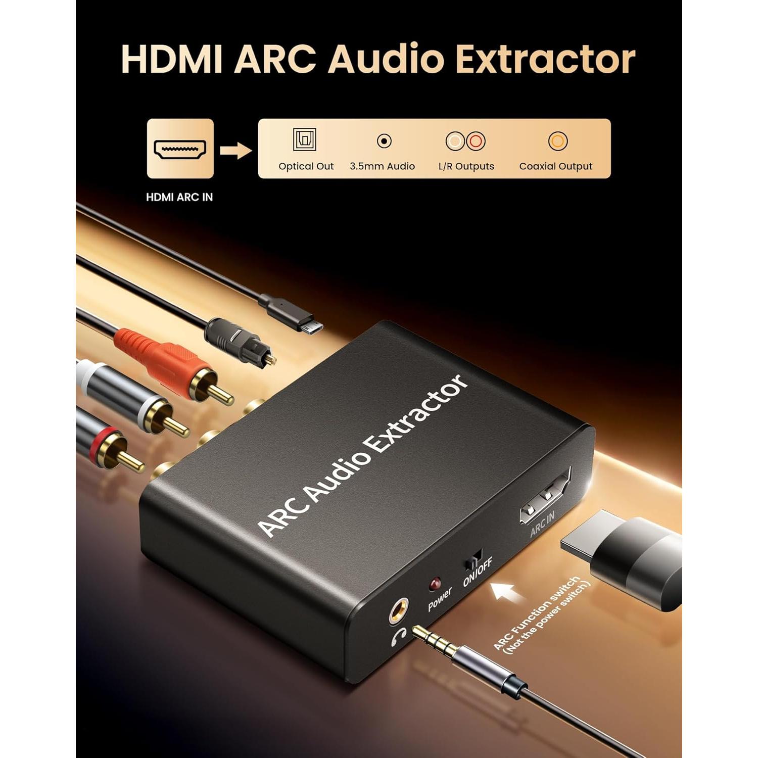 Extractor de Audio HDMI ARC Avedio Links 192KHz a TOSLINK RCA