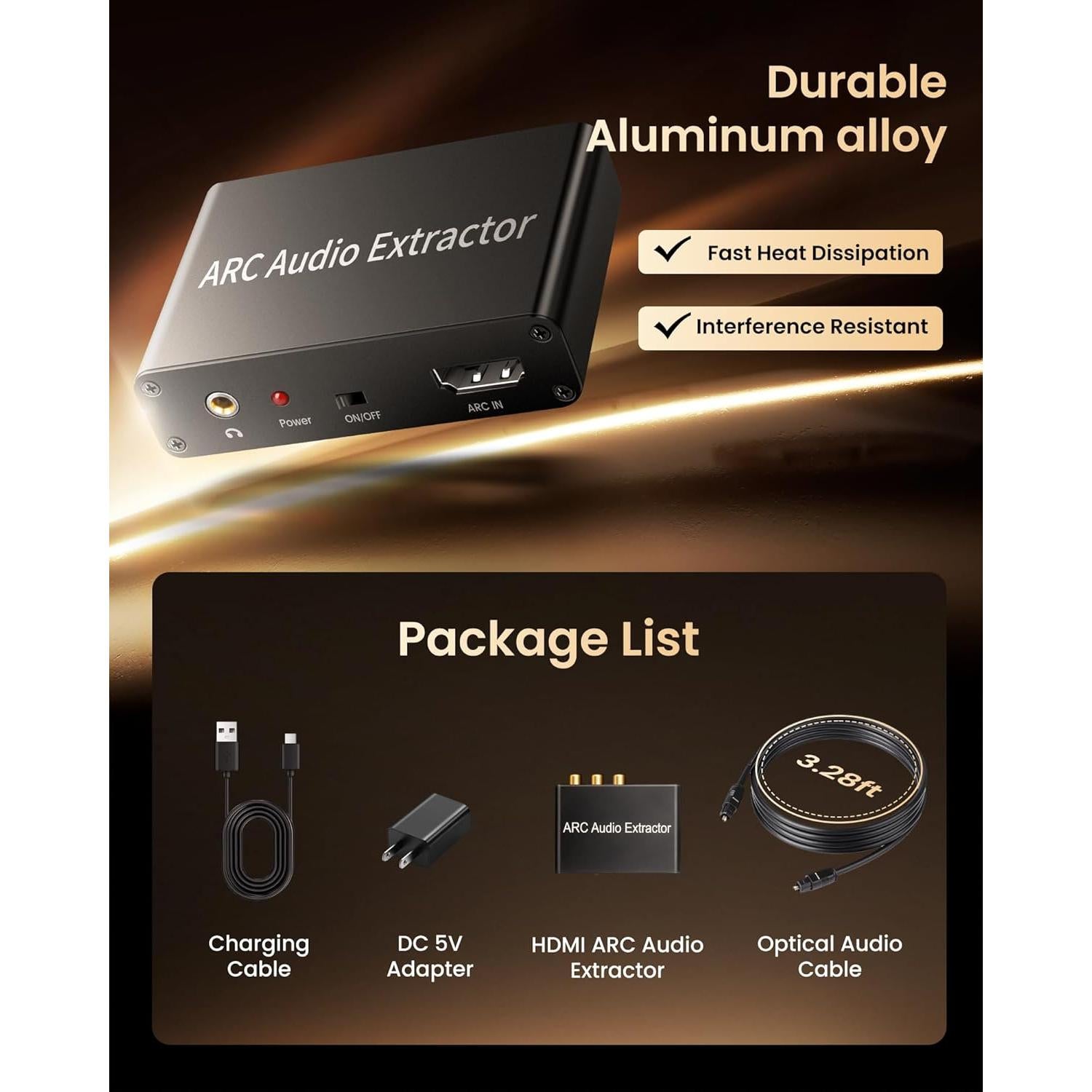 Extractor de Audio HDMI ARC Avedio Links 192KHz a TOSLINK RCA