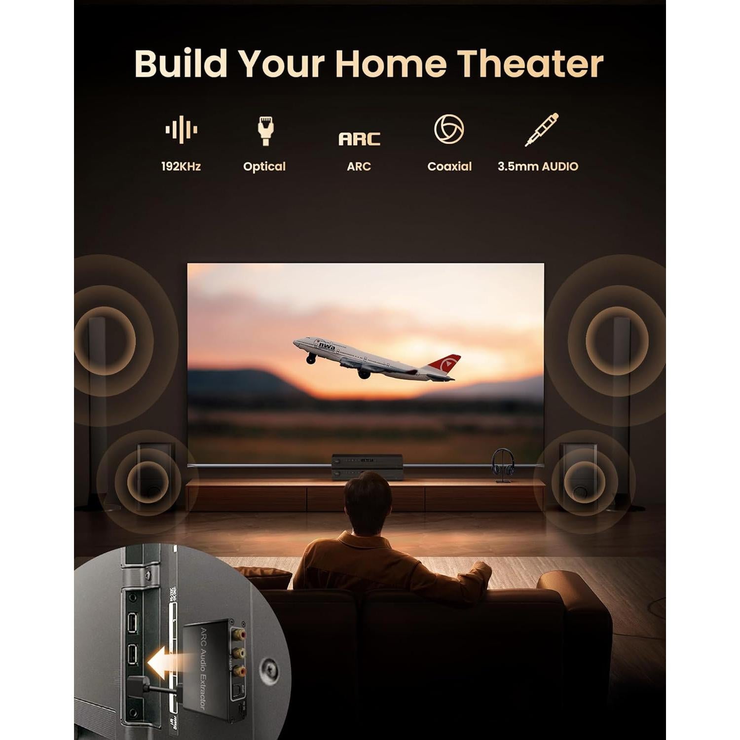 Extractor de Audio HDMI ARC Avedio Links 192KHz a TOSLINK RCA