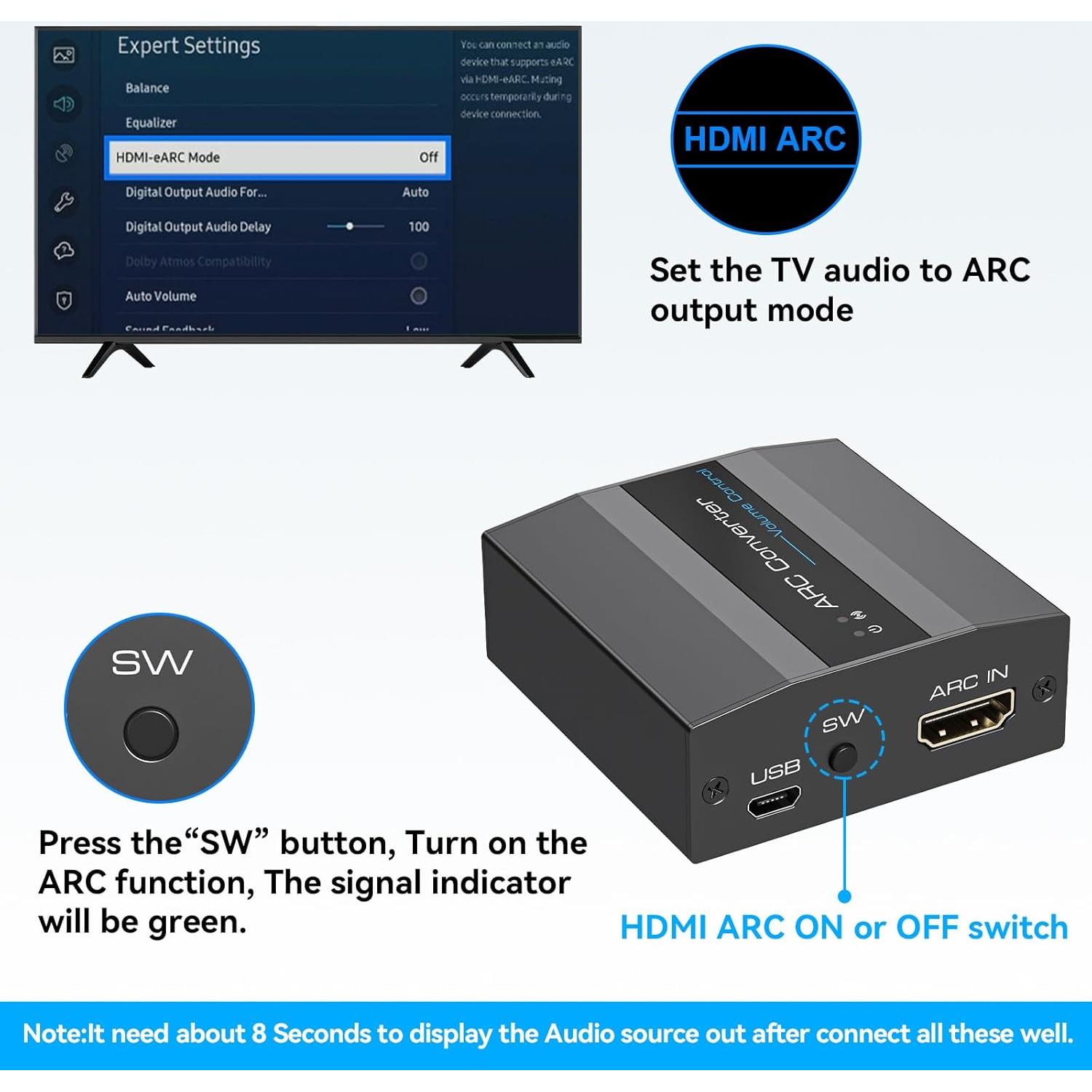 Adaptador HDMI ARC 4K 60Hz XPTSFDU con Audio L/R y 3.5mm