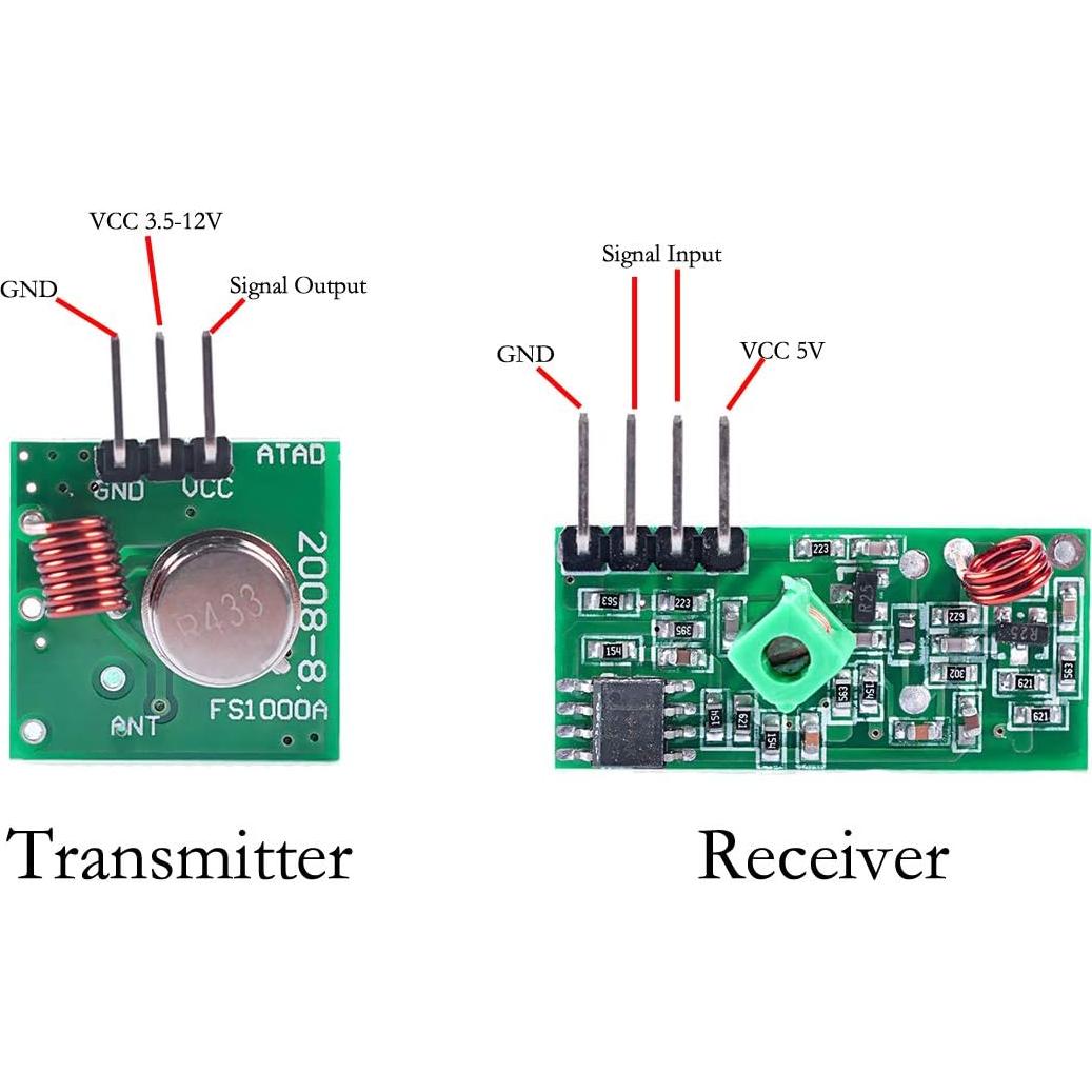 Kit Transmisor y Receptor RF Inalámbrico HiLetgo 433MHz 5 Pcs