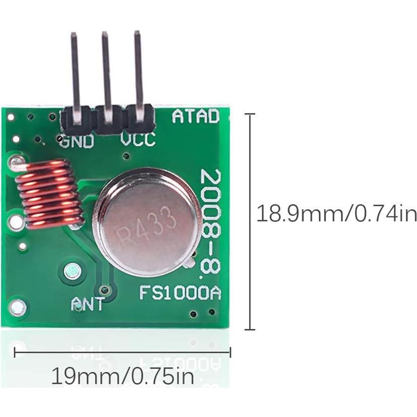 Kit Transmisor y Receptor RF Inalámbrico HiLetgo 433MHz 5 Pcs