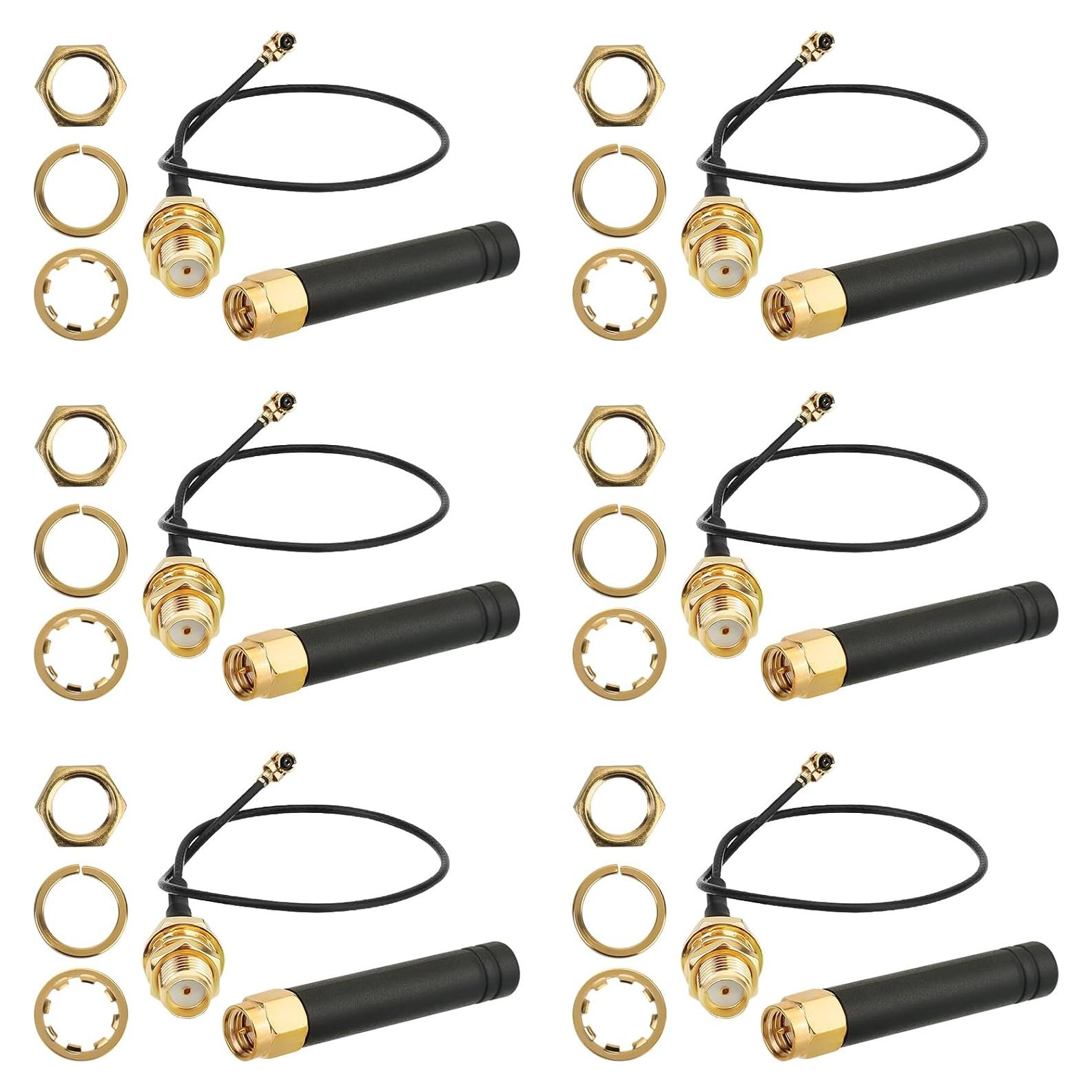 6 Antenas LoRa 915MHz 2dBi U.FL a SMA Meshnology