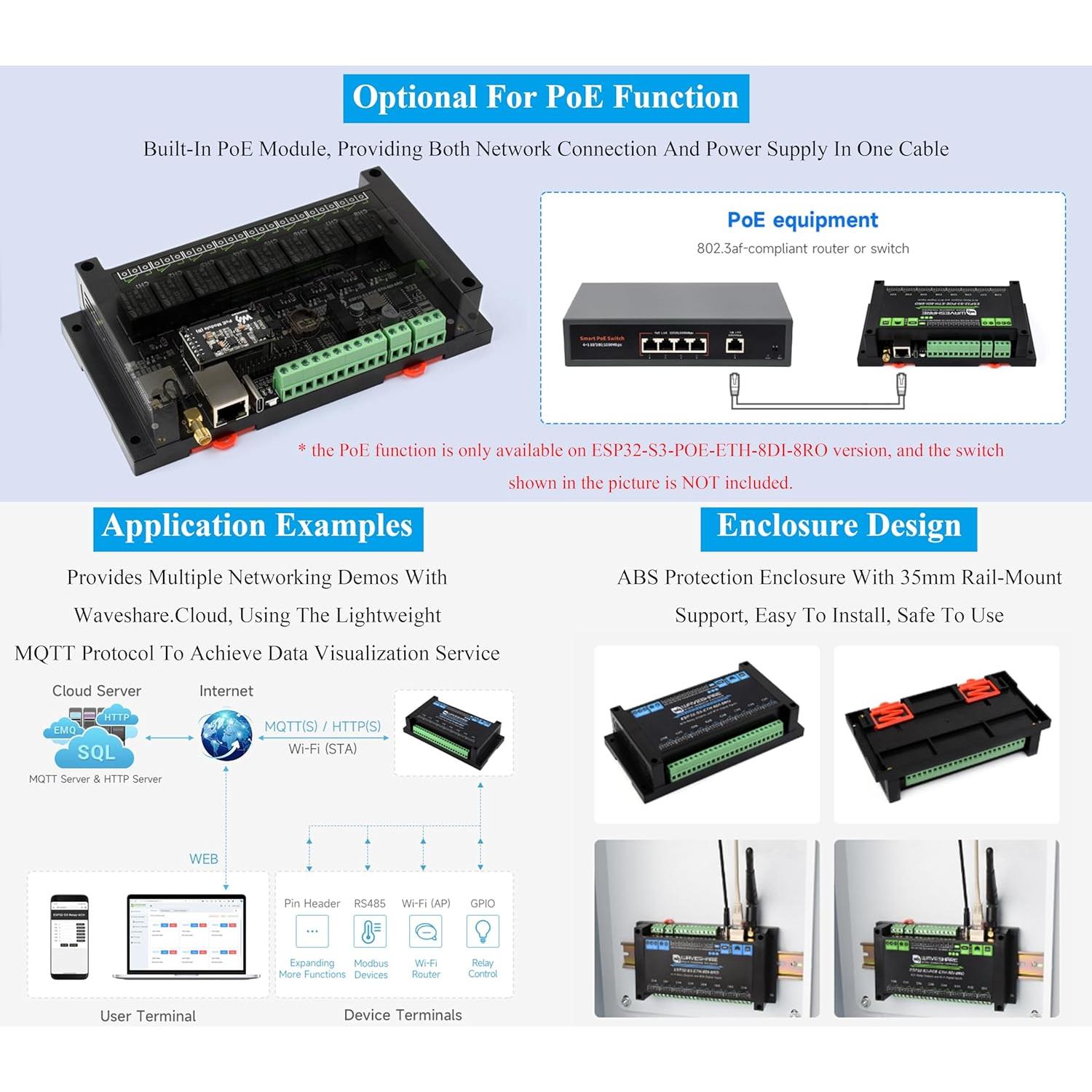 Módulo Relé WiFi UeeKKoo ESP32-S3 8 Canales 240MHz