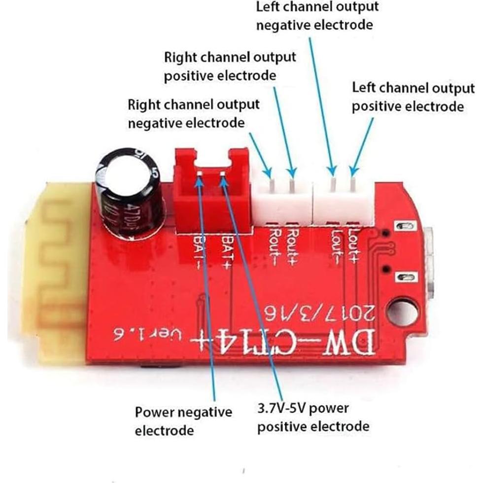 Amplificador Estéreo Bluetooth 5.0 CT14 5W+5W para DIY