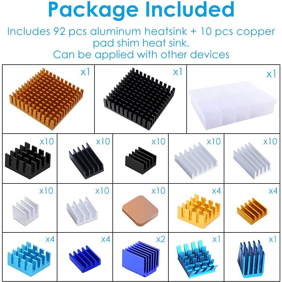 Kit de 102 Disipadores de Calor GeeekPi para Raspberry Pi y Electrónica