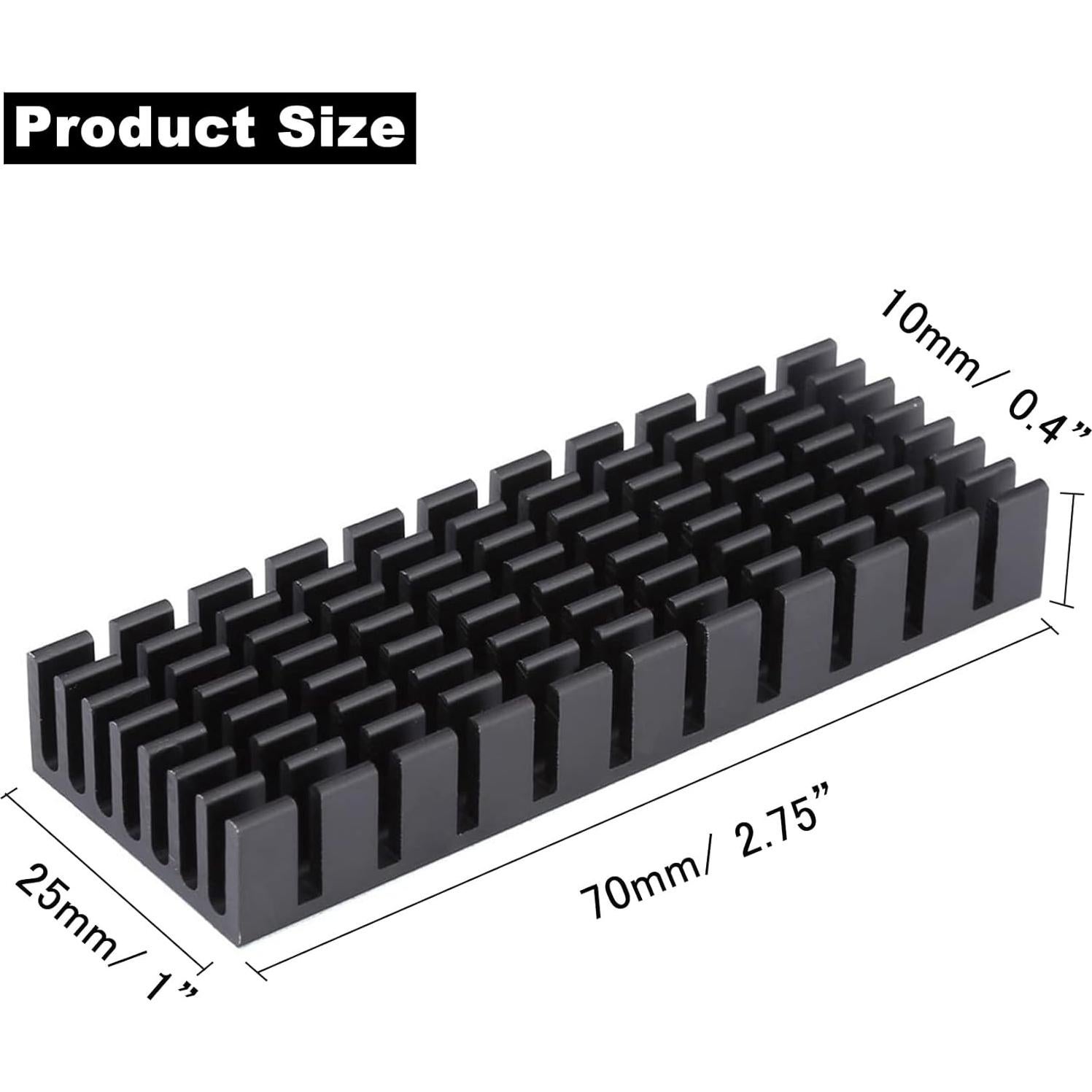 Disipador de Calor Aluminio Awxlumv 70x25x10mm 2Pcs