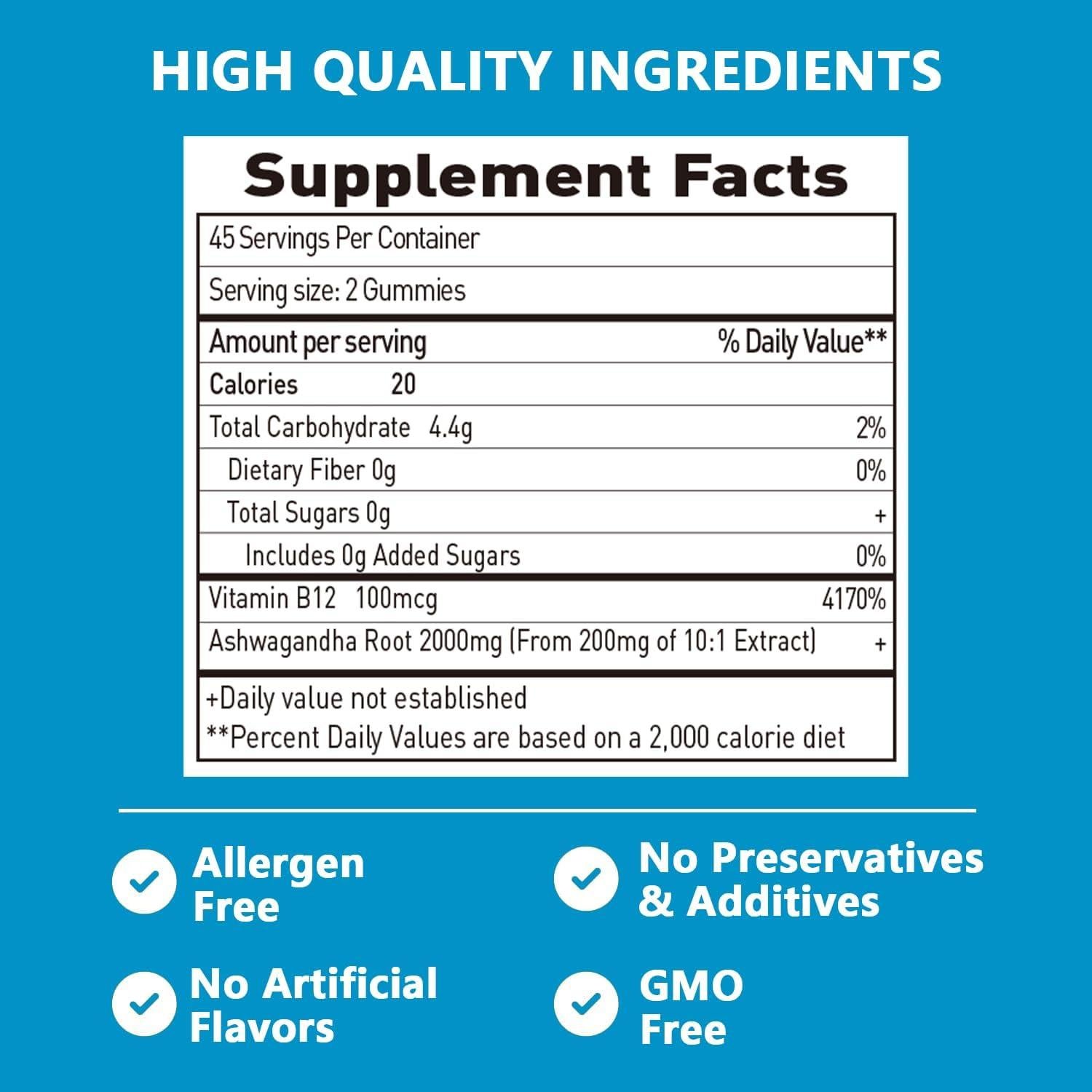 Gomitas de Ashwagandha 2000mg Suiyilary Sabor Fresa 90 Unidades