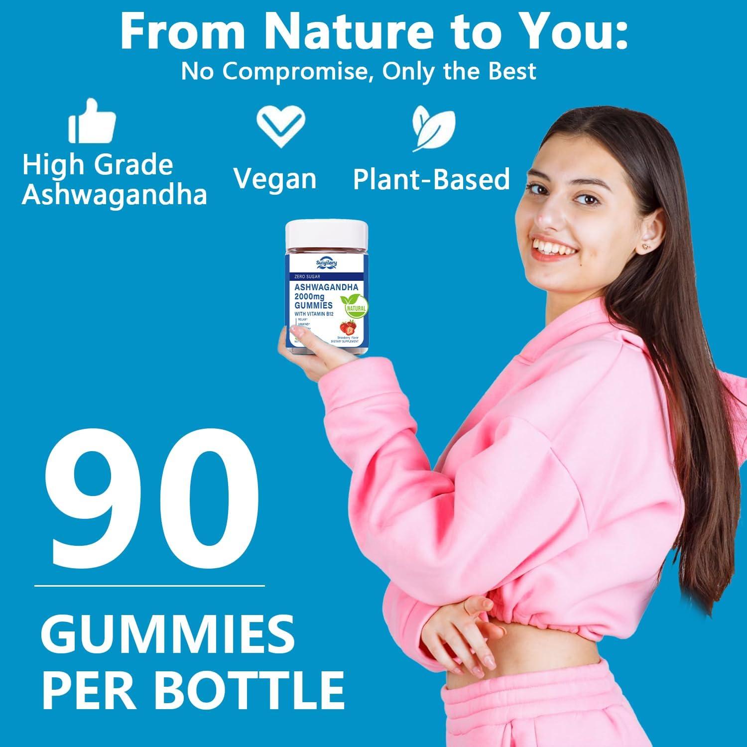 Gomitas de Ashwagandha 2000mg Suiyilary Sabor Fresa 90 Unidades