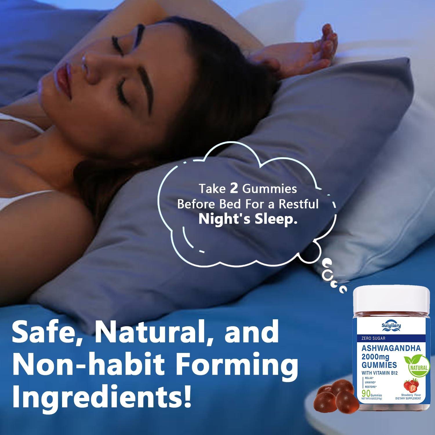 Gomitas de Ashwagandha 2000mg Suiyilary Sabor Fresa 90 Unidades