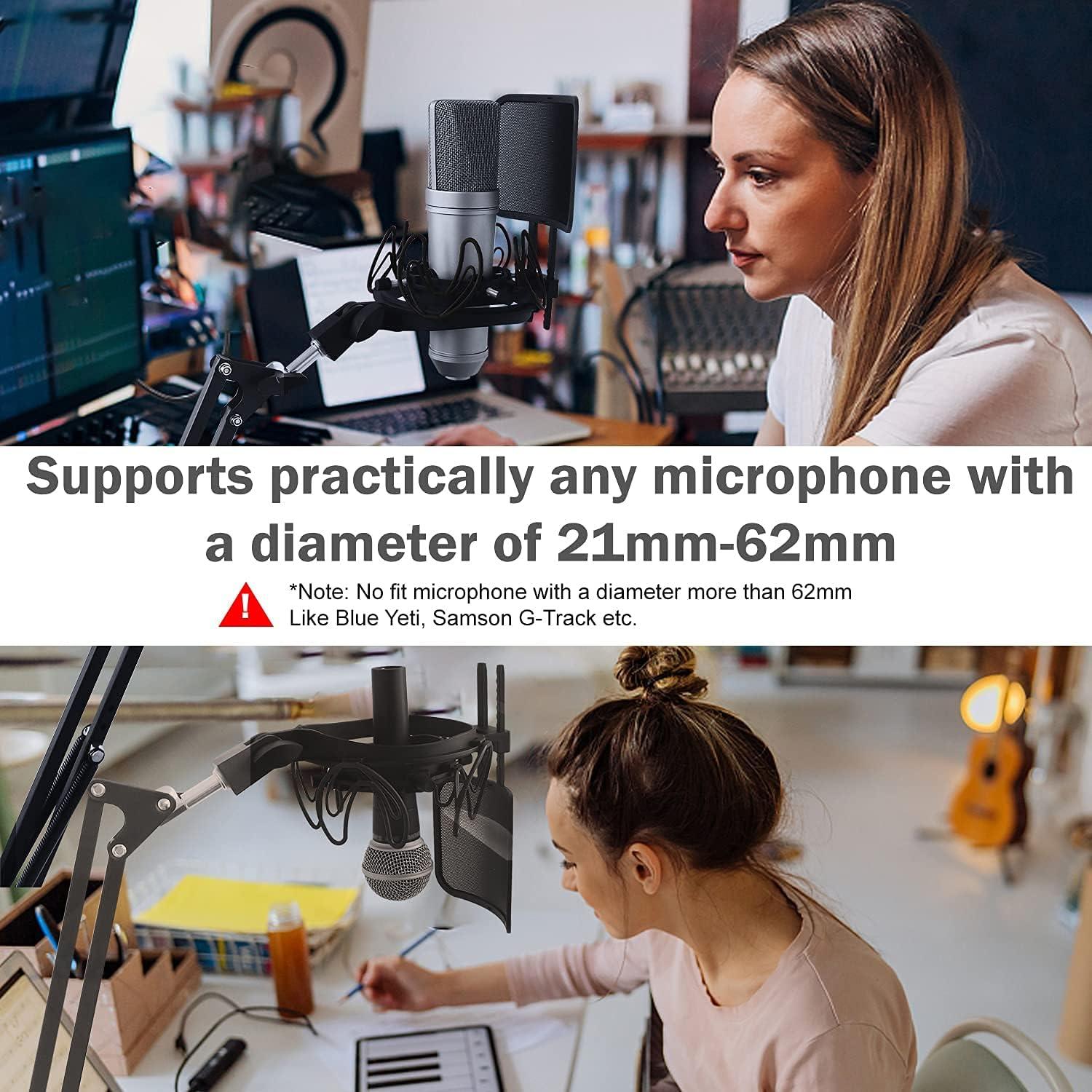 Soporte de micrófono universal con filtro antipop - Negro
