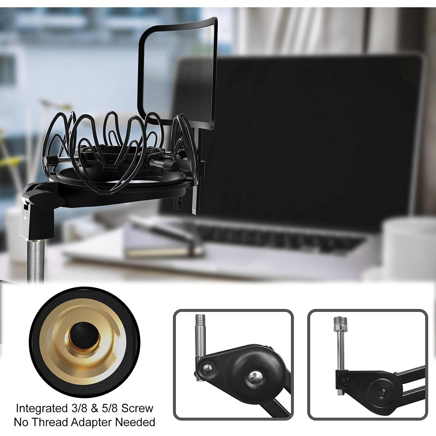 Soporte de micrófono universal con filtro antipop - Negro