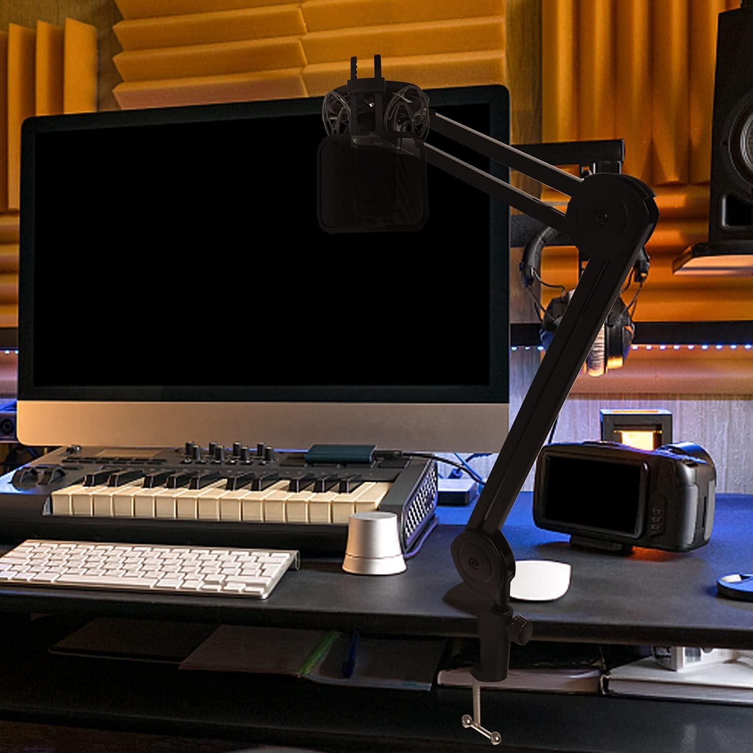 Soporte de micrófono universal con filtro antipop - Negro